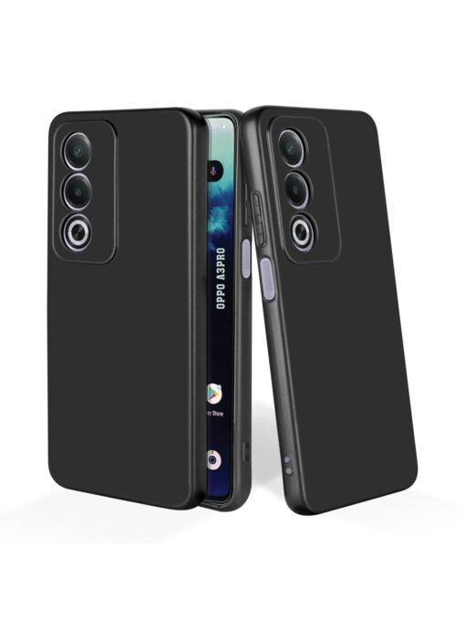 Plain Black Soft Silicone Case for Oppo A3 Pro (5G) Zapvi