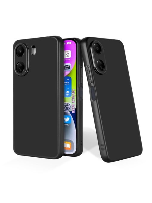 Plain Black Soft Silicone Case for Oppo A78 (4G) Zapvi