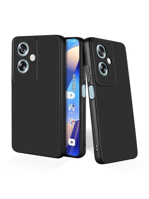 Plain Black Soft Silicone Case for Oppo A79 (5G) Zapvi