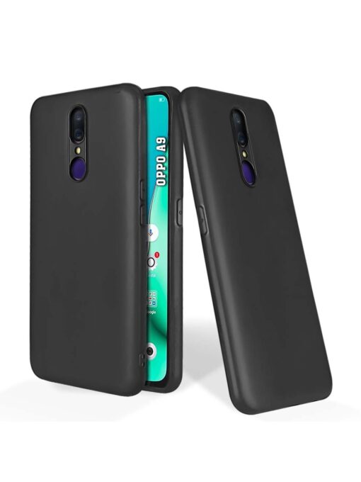 Plain Black Soft Silicone Case for Oppo A9 Zapvi