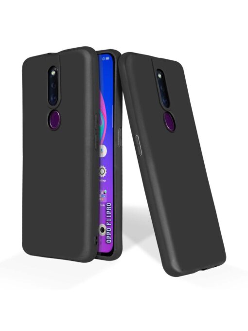 Plain Black Soft Silicone Case for Oppo F11 Pro Zapvi