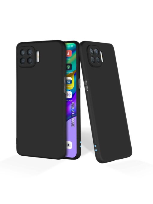 Plain Black Soft Silicone Case for Oppo F17 Pro