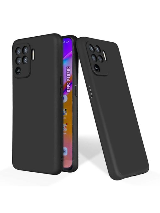 Plain Black Soft Silicone Case for Oppo F19 Pro