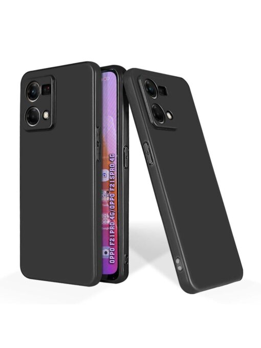 Plain Black Soft Silicone Case for Oppo F21 Pro (4G) Zapvi