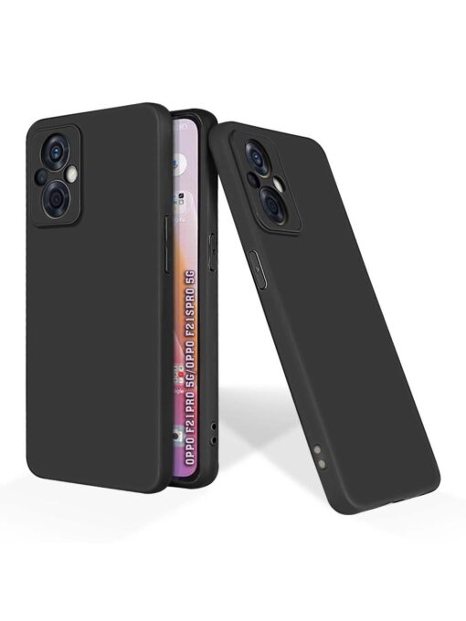 Plain Black Soft Silicone Case for Oppo F21 Pro (5G) Zapvi