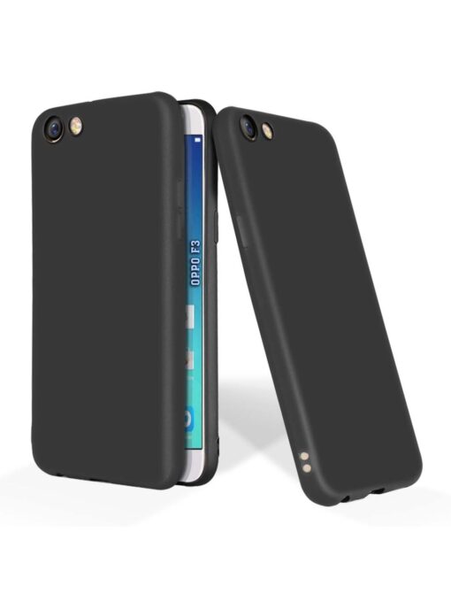 Plain Black Soft Silicone Case for Oppo F3 Zapvi