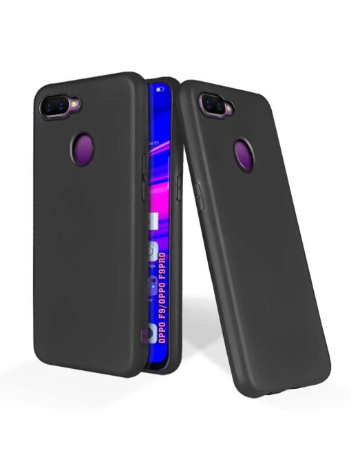 Plain Black Soft Silicone Case for Oppo F9