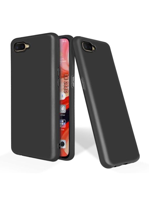 Plain Black Soft Silicone Case for Oppo K1 Zapvi