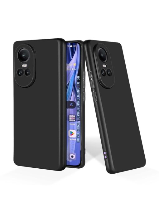 Plain Black Soft Silicone Case for Oppo Reno 10 Pro (5G) Zapvi