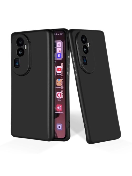 Plain Black Soft Silicone Case for Oppo Reno 10 Pro Plus (5G) Zapvi