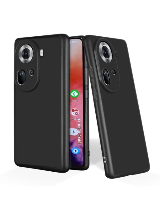 Plain Black Soft Silicone Case for Oppo Reno 11 (5G) Zapvi