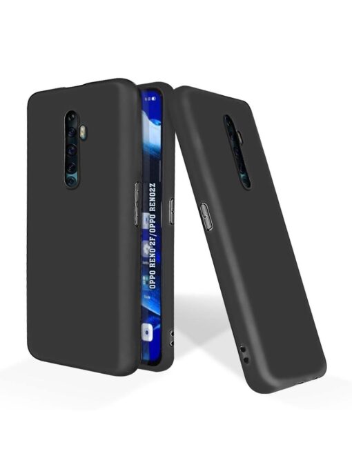 Plain Black Soft Silicone Case for Oppo Reno 2F Zapvi