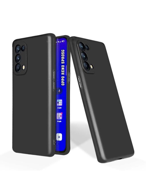 Plain Black Soft Silicone Case for Oppo Reno 5 Pro (5G) Zapvi