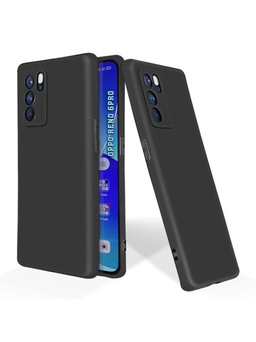 Plain Black Soft Silicone Case for Oppo Reno 6 Pro (5G) Zapvi