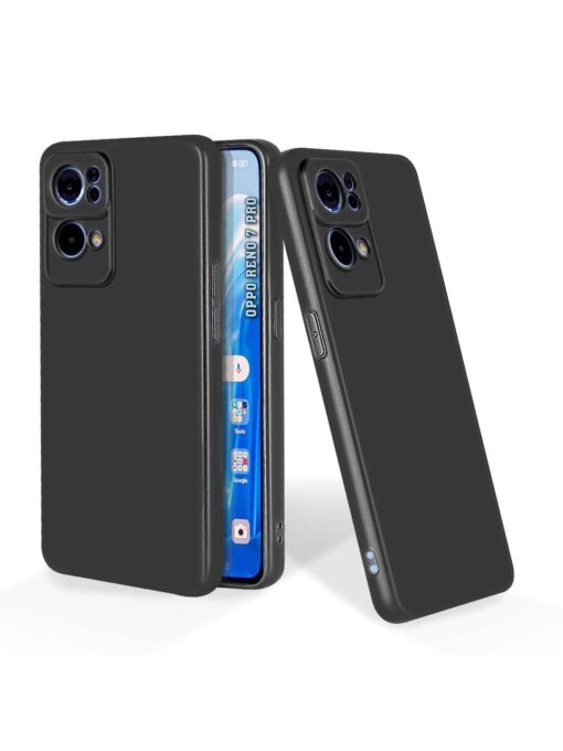 Plain Black Soft Silicone Case for Oppo Reno 7 Pro (5G) Zapvi