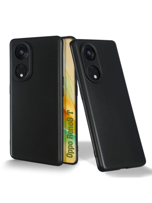 Plain Black Soft Silicone Case for Oppo Reno 8T (5G) Zapvi