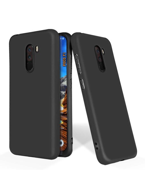 Plain Black Soft Silicone Case for Poco F1