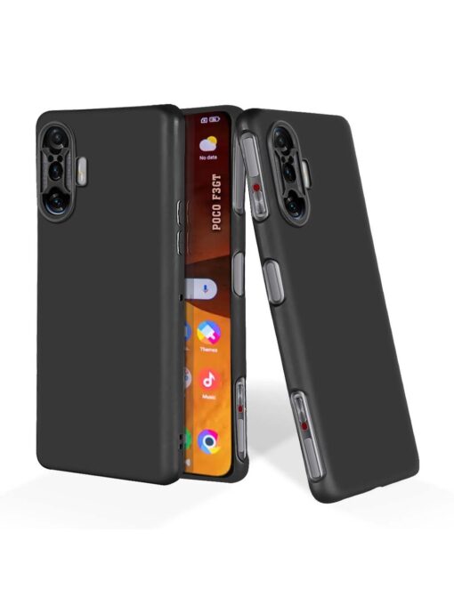 Plain Black Soft Silicone Case for Poco F3 Gt (5G) Zapvi