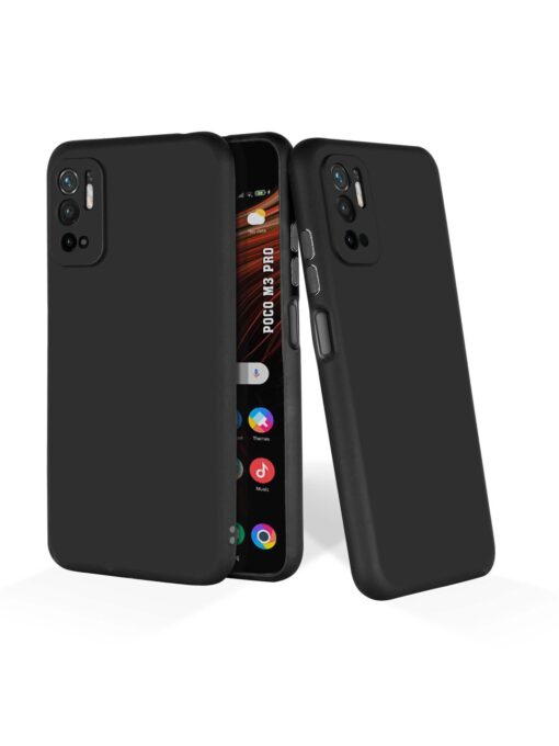 Plain Black Soft Silicone Case for Poco M3 Pro (5G) Zapvi