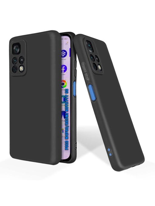 Plain Black Soft Silicone Case for Poco M4 Pro (4G) Zapvi