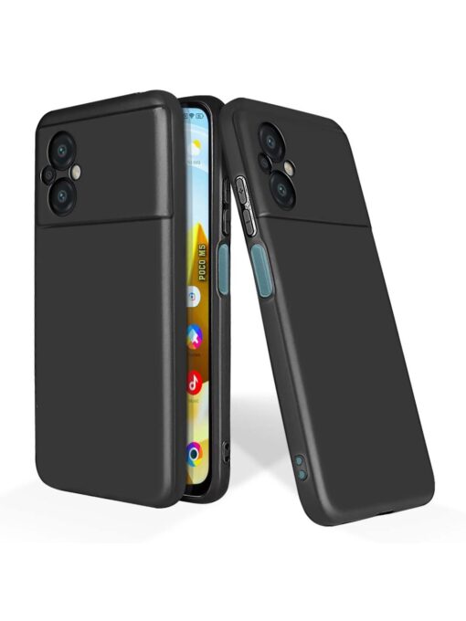 Plain Black Soft Silicone Case for Poco M5 Zapvi