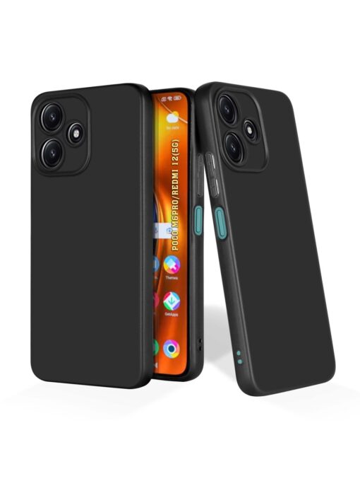 Plain Black Soft Silicone Case for Poco M6 Pro (5G) Zapvi