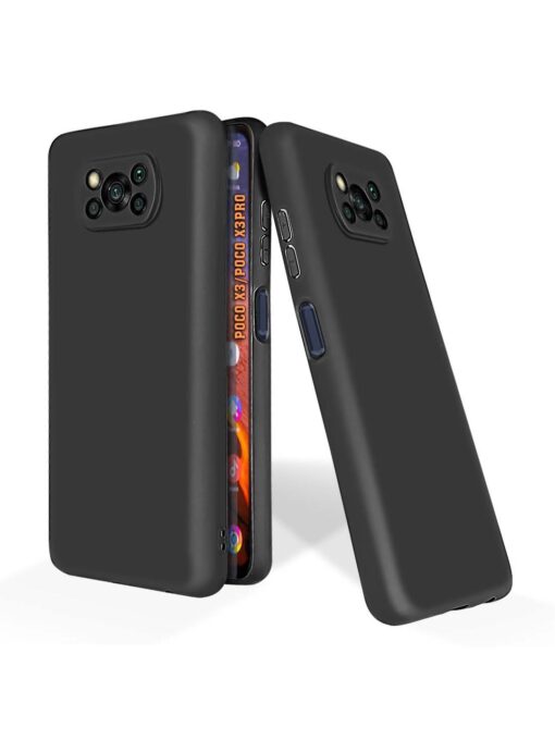 Plain Black Soft Silicone Case for Poco X3 Zapvi