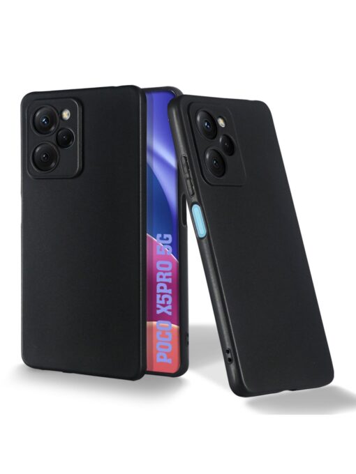 Plain Black Soft Silicone Case for Poco X5 Pro (5G) Zapvi