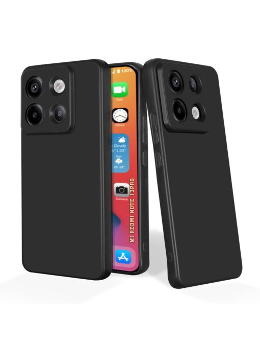 Plain Black Soft Silicone Case for Poco X6 (5G) Zapvi