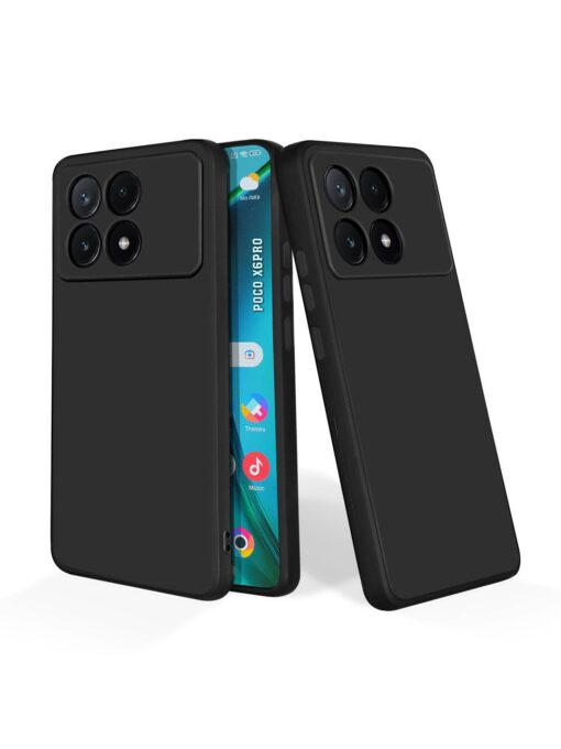 Plain Black Soft Silicone Case for Poco X6 Pro (5G) Zapvi