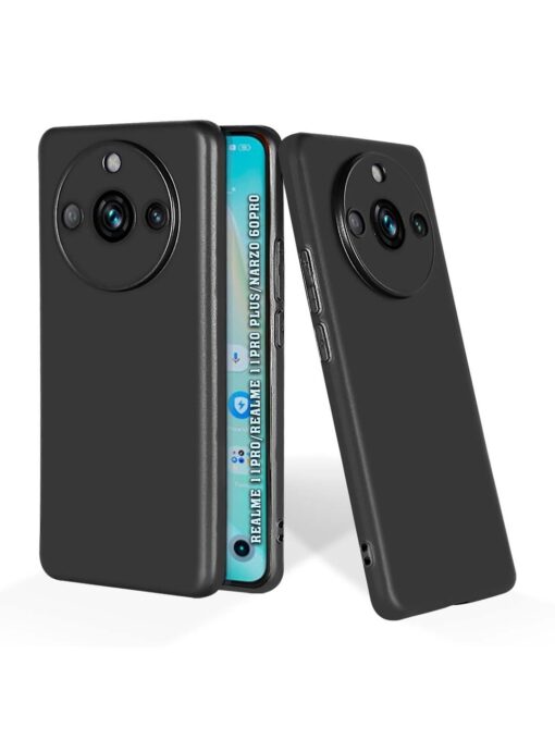 Plain Black Soft Silicone Case for Realme 11 Pro (5G) Zapvi