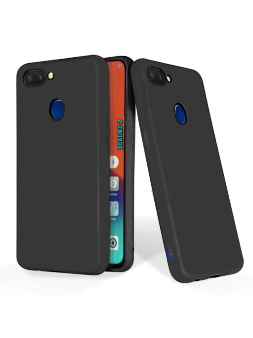 Plain Black Soft Silicone Case for Realme 2 Zapvi