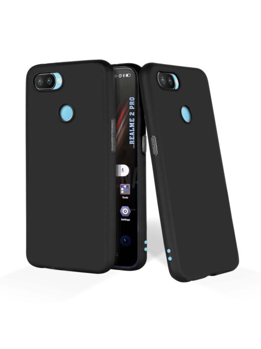 Plain Black Soft Silicone Case for Realme 2 Pro