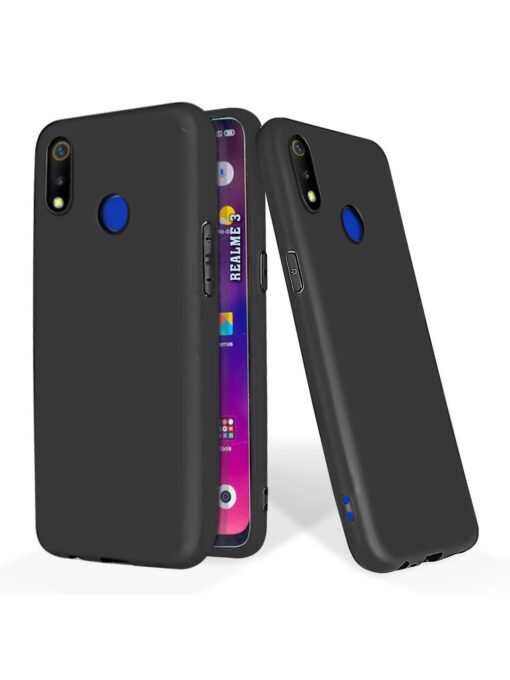 Plain Black Soft Silicone Case for Realme 3