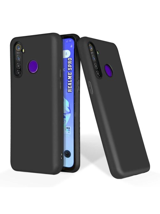 Plain Black Soft Silicone Case for Realme 5 Pro