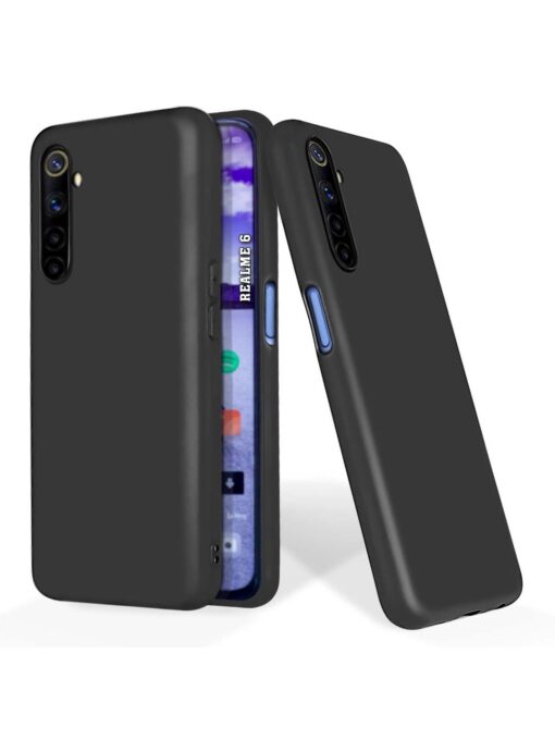 Plain Black Soft Silicone Case for Realme 6 Zapvi