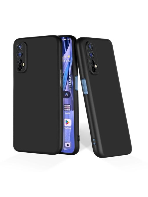 Plain Black Soft Silicone Case for Realme 7 Zapvi