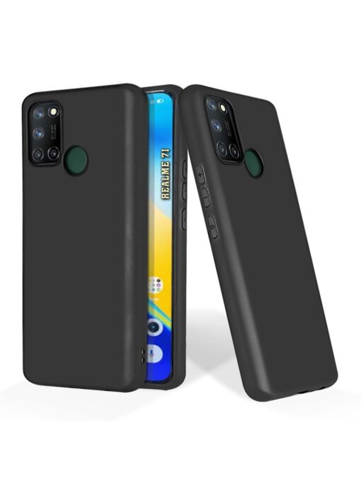 Plain Black Soft Silicone Case for Realme 7I Zapvi