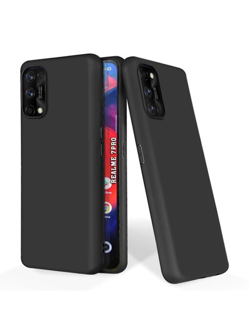 Plain Black Soft Silicone Case for Realme 7 Pro Zapvi