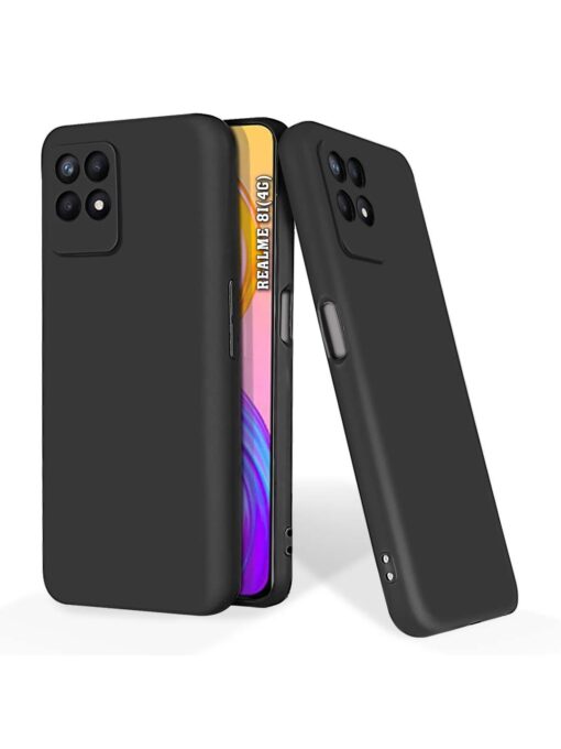 Plain Black Soft Silicone Case for Realme 8I Zapvi