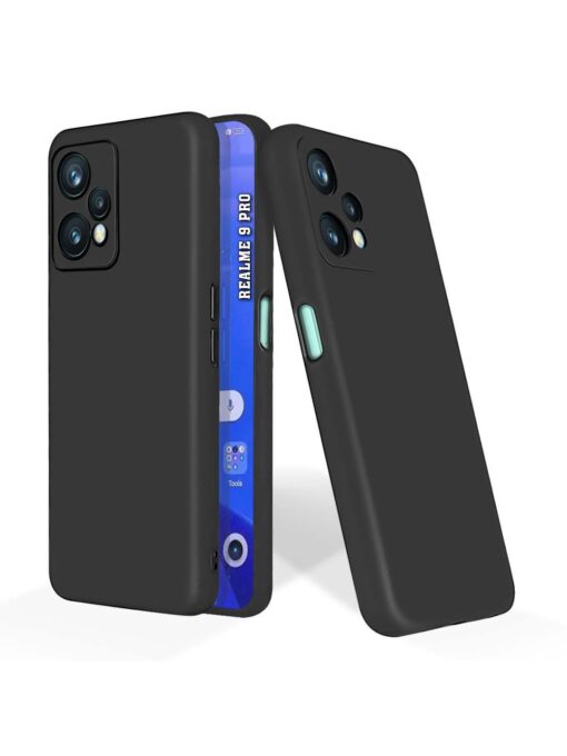 Plain Black Soft Silicone Case for Realme 9 Pro (5G) Zapvi