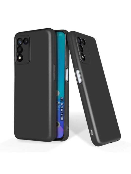 Plain Black Soft Silicone Case for Realme 9 Se (5G) Zapvi