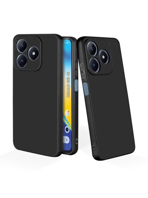 Plain Black Soft Silicone Case for Realme C63 Zapvi