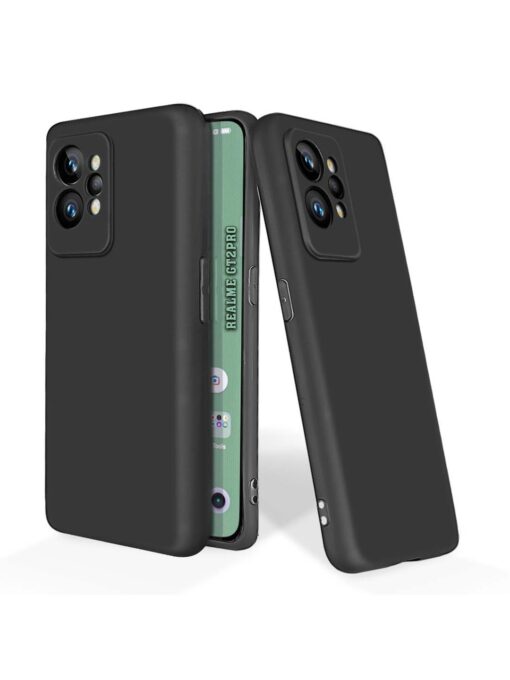 Plain Black Soft Silicone Case for Realme Gt 2 Pro Zapvi