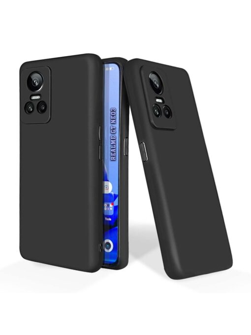 Plain Black Soft Silicone Case for Realme Gt Neo 3 Zapvi