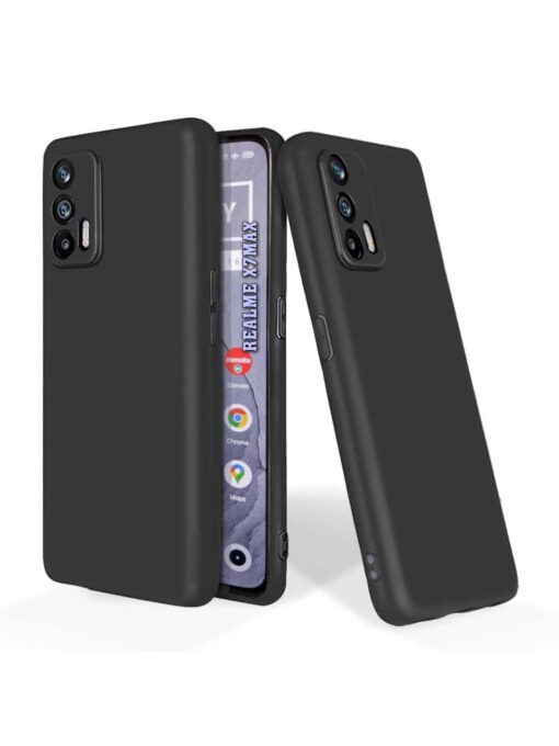 Plain Black Soft Silicone Case for Realme X7 Max (5G)