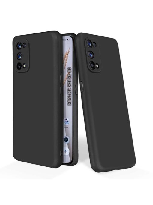 Plain Black Soft Silicone Case for Realme X7 Pro (5G) Zapvi