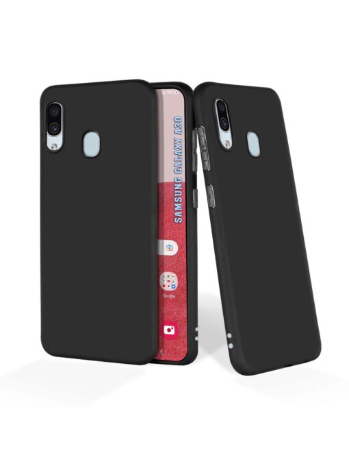 Plain Black Soft Silicone Case for Samsung Galaxy A30 Zapvi