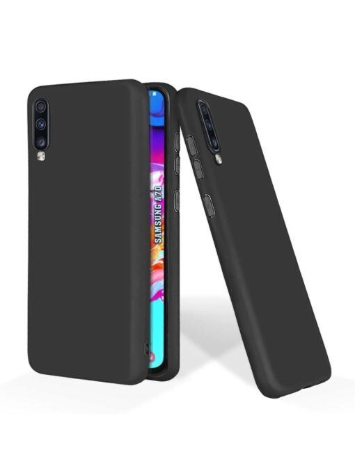 Plain Black Soft Silicone Case for Samsung Galaxy A70 Zapvi