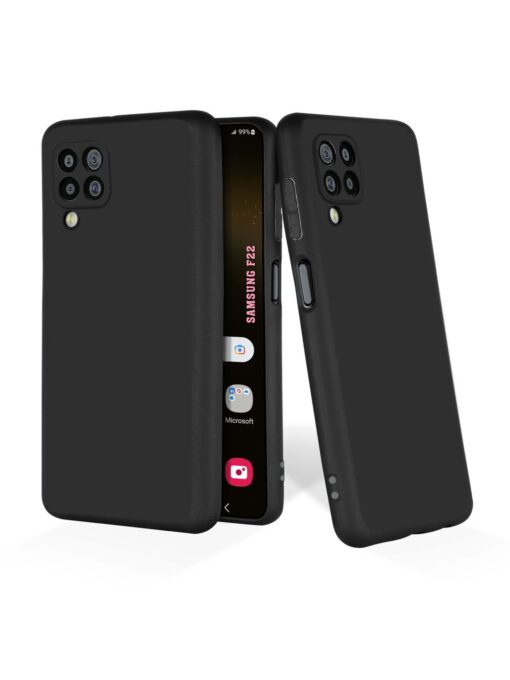 Plain Black Soft Silicone Case for Samsung Galaxy F22 Zapvi